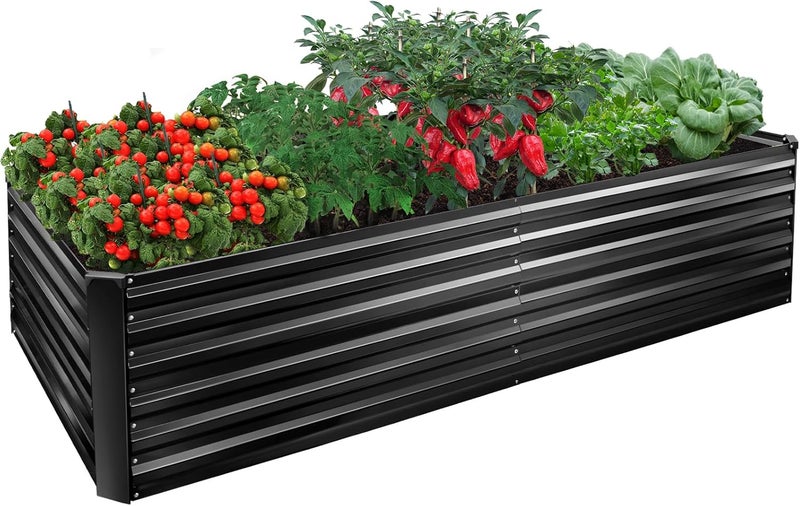 EDOSTORY Metal Raised Bed Garden Bed Kit, 8x4x2ft Tall Galvanized Planter Raised Garden Boxes Outdoor, Large Metal Raised Garden Beds for Flowers, Vegetables, Herbs - Image 1